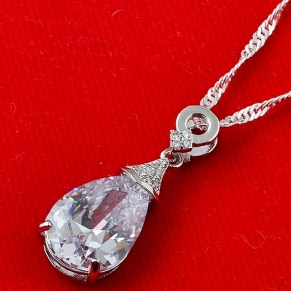 Aquamarine pendant sterling silver chain - Picture 2 of 2